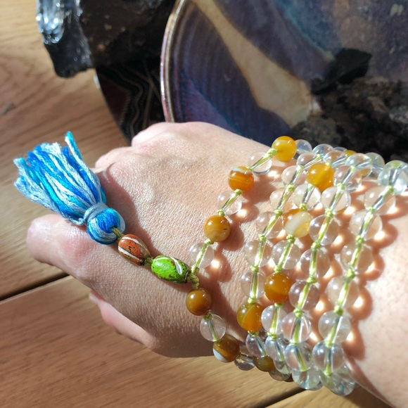 Genuine Quartz and Golden Agate Mala - Picture 4 of 4